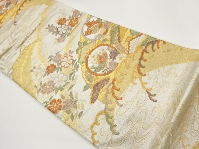 JAPANESE FUKURO OBI / MATELASSE / WOVEN FLORAL PLANTS